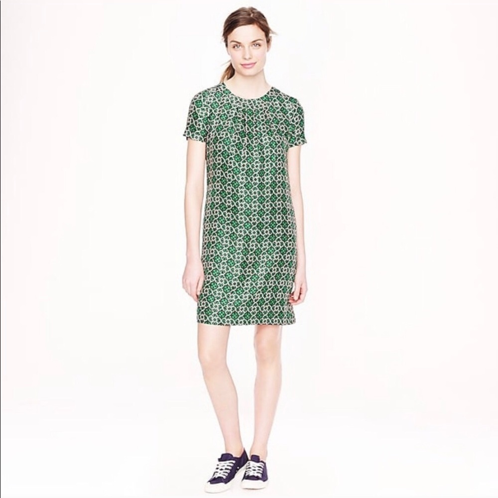 J. Crew Silk Swoop Printed Dress